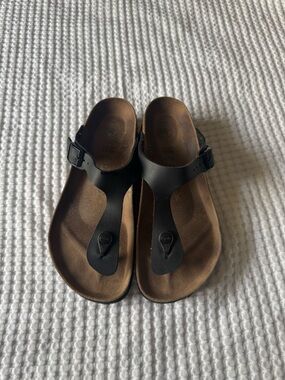 Papillio Black Buckle Thong Sandals